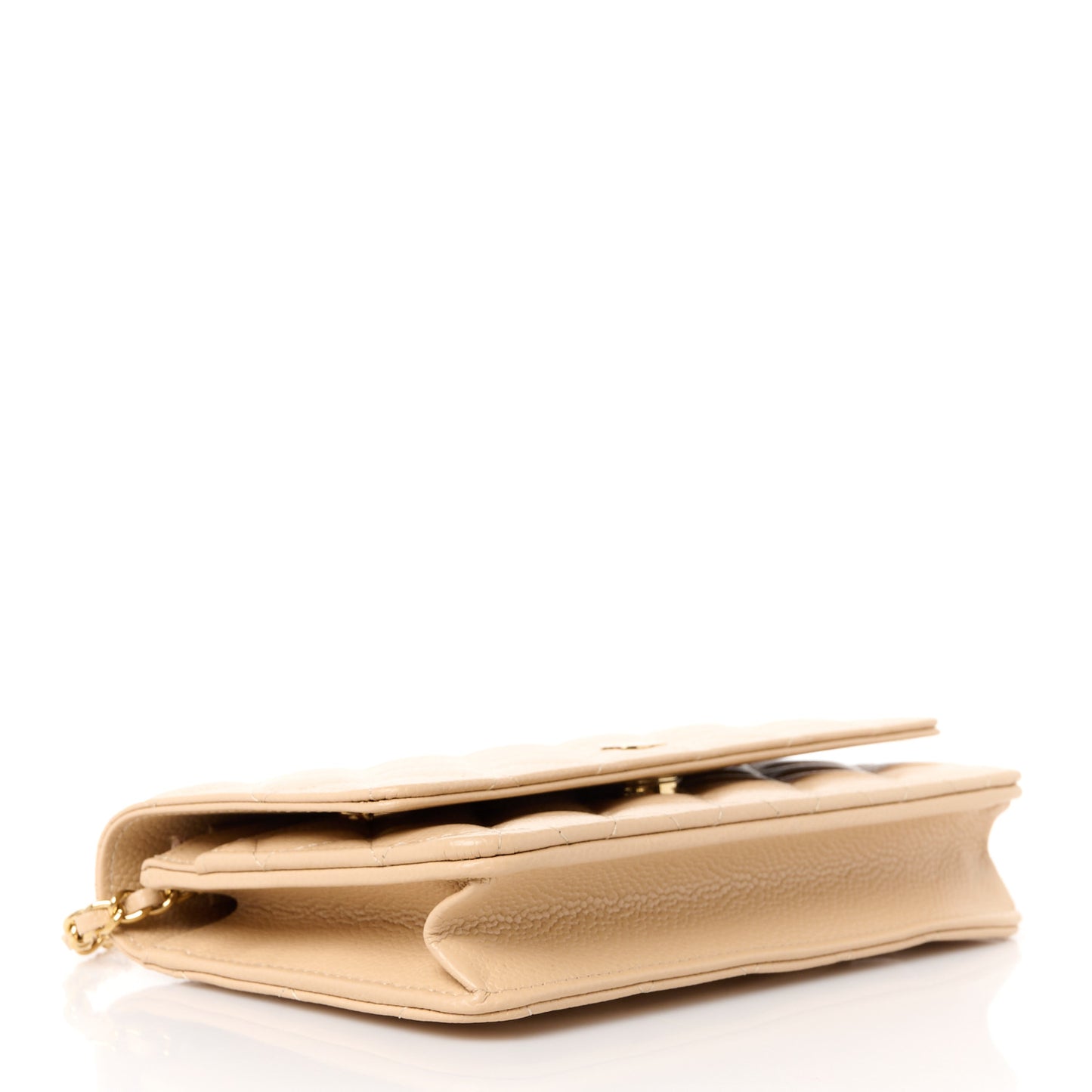 Caviar Quilted Wallet on Chain WOC Beige