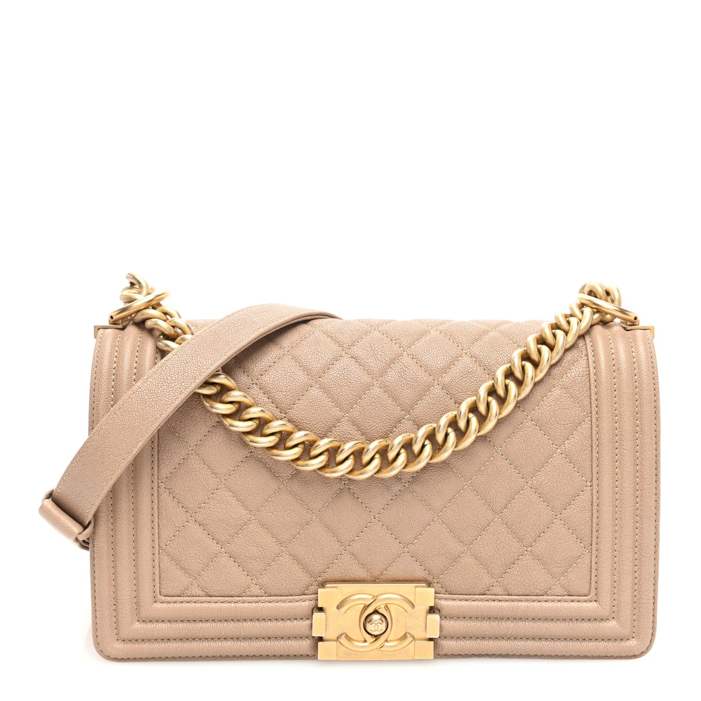 Caviar Quilted Medium Boy Flap Beige