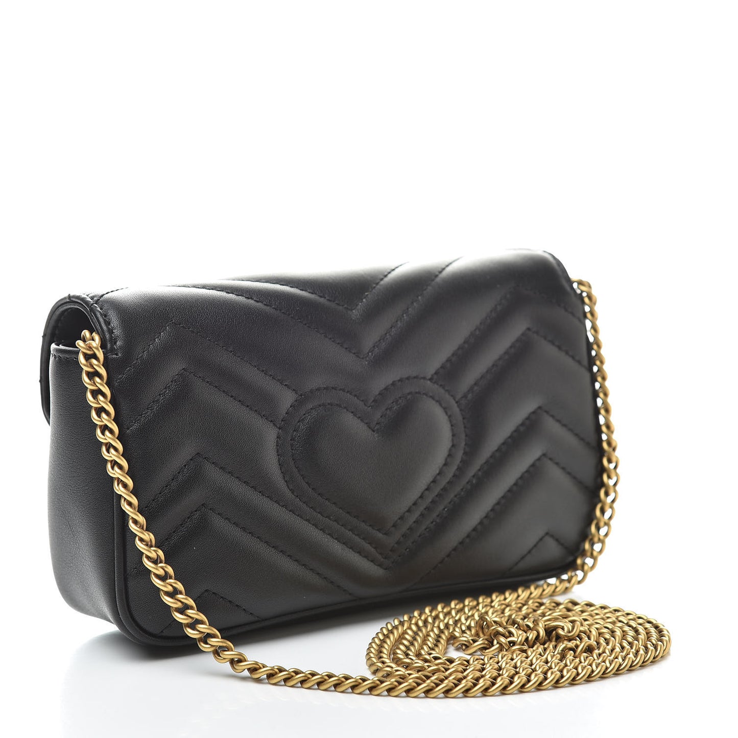 Calfskin Matelasse Super Mini GG Marmont Shoulder Bag Black