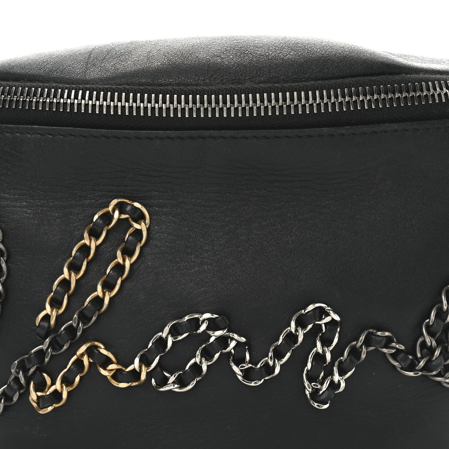 Chanel Calfskin Chain 20s Signe Waist Bag Black 8 of 10