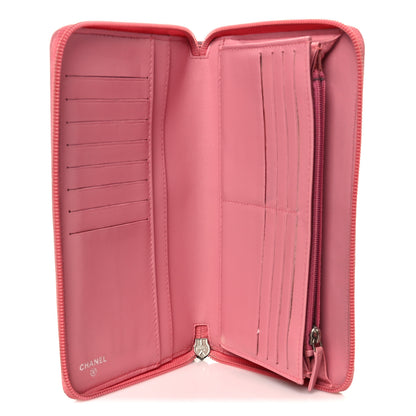 Chanel Lambskin Camellia Embossed Zip Around Organizer Wallet Pink 5 of 11