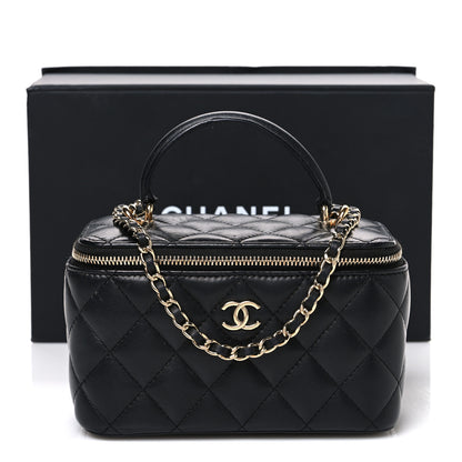 Chanel Lambskin Quilted Small Top Handle Vanity Case With Chain Black 11 of 11