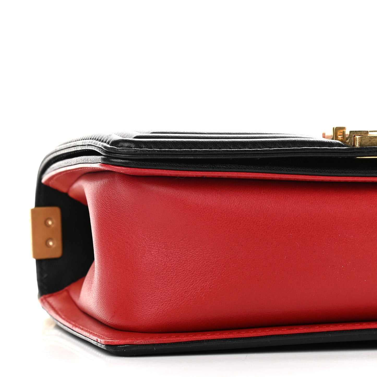 Lambskin Quilted Medium Boy Flap Dark Red Black