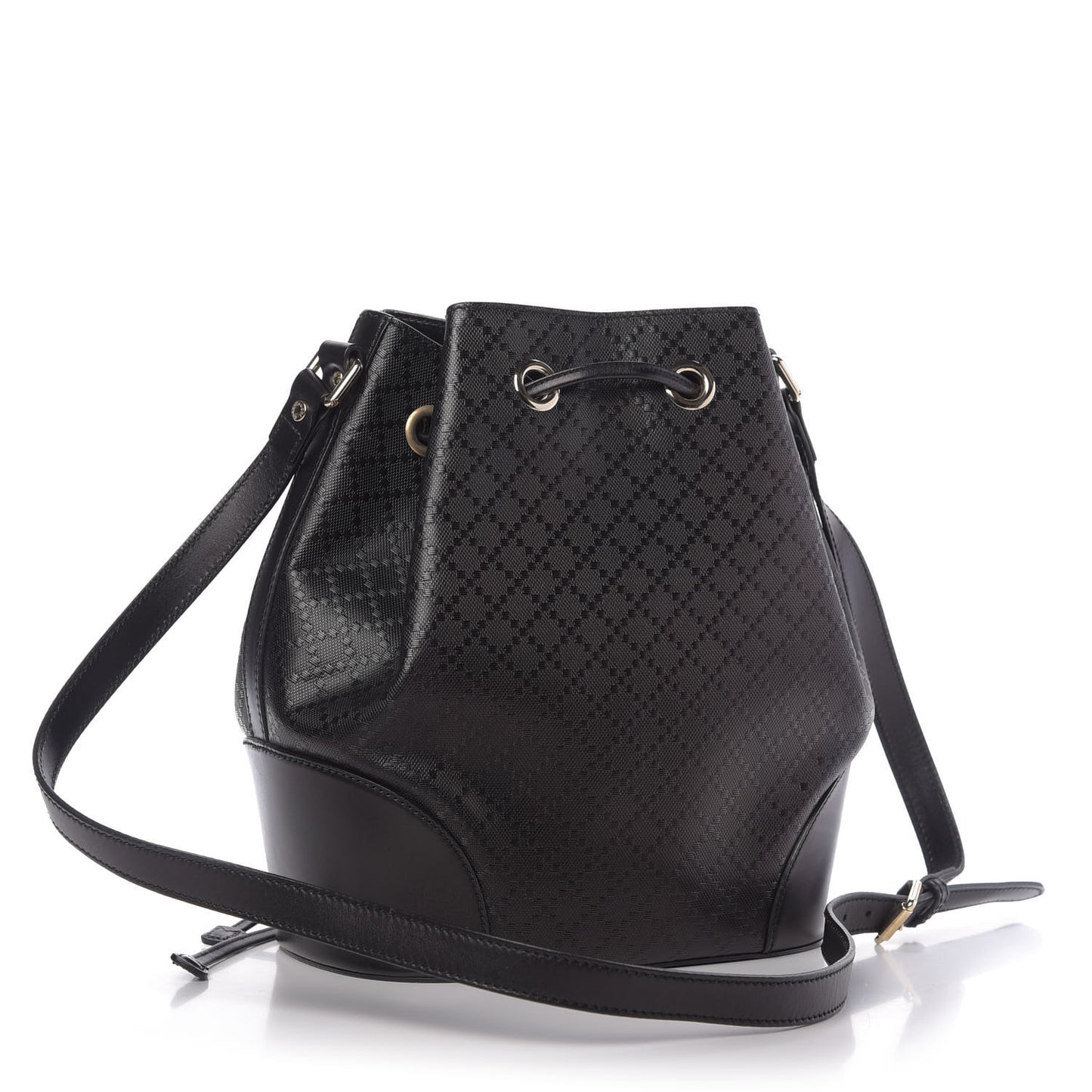 Bright Diamante Medium Bucket Bag Black