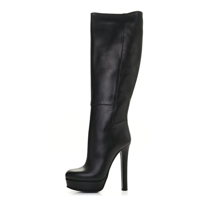 Gucci Calfskin Alexa Knee High Platform Boots 35 Black 1 of 7