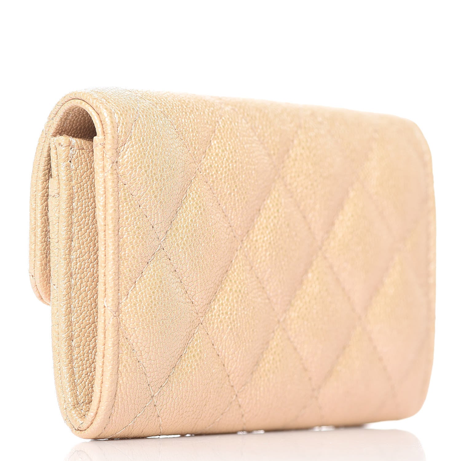 Chanel Iridescent Caviar Quilted Flap Card Holder Beige 3 of 11
