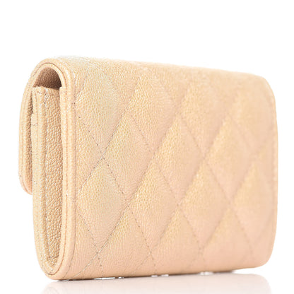 Chanel Iridescent Caviar Quilted Flap Card Holder Beige 3 of 11