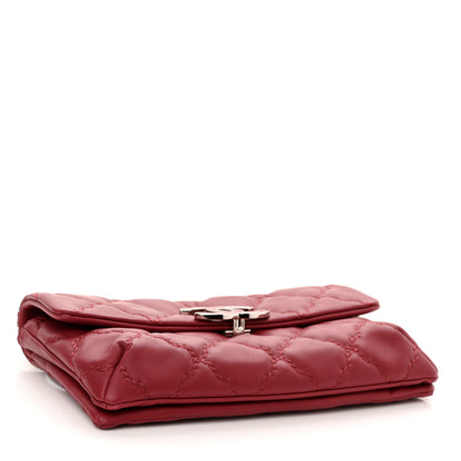 Chanel Calfskin Quilted Double Stitch Hamptons Clutch with Chain Red 4 of 11