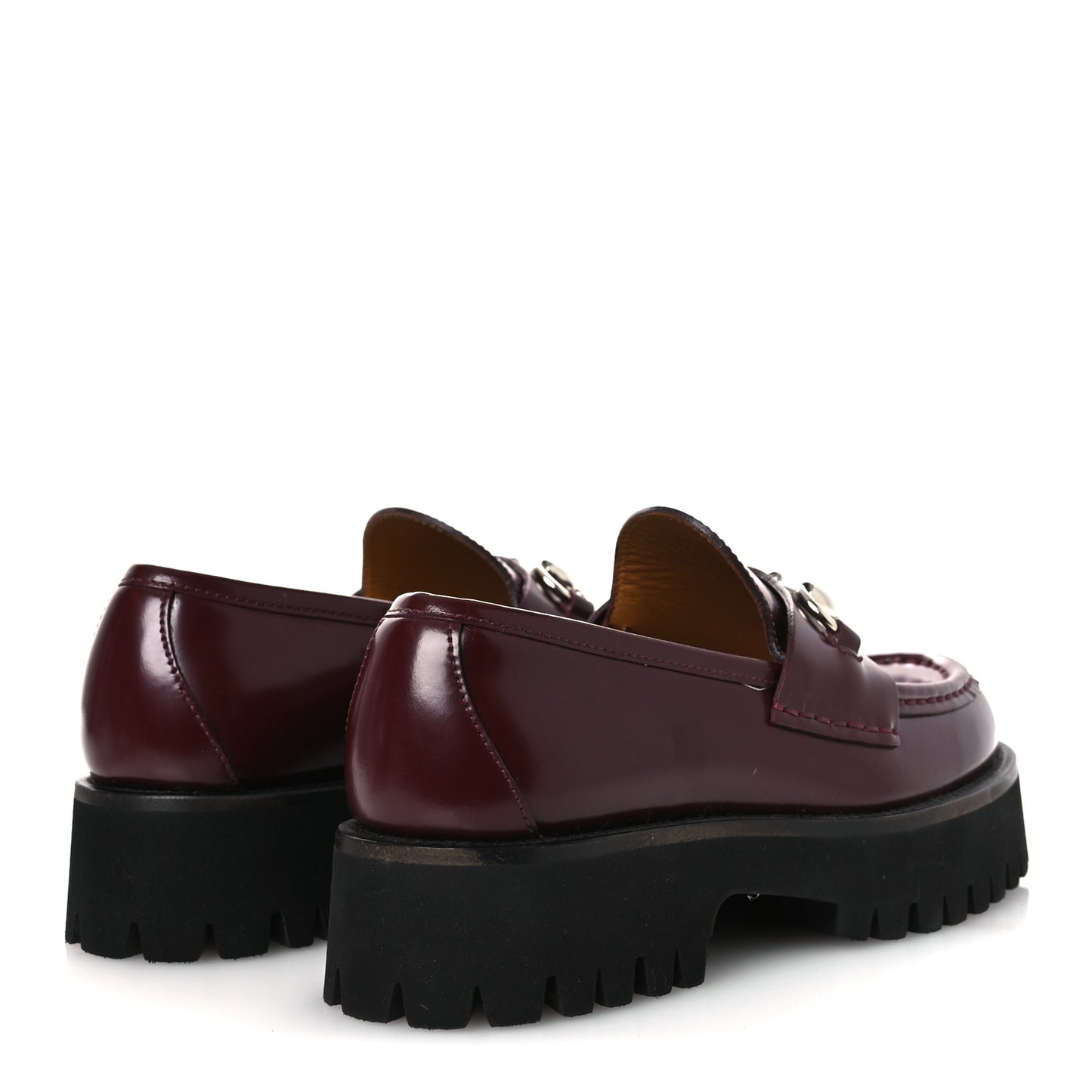 Cordovan Lux Womens Horsebit 45mm Platform Loafers 36.5 Vintage Bordeaux