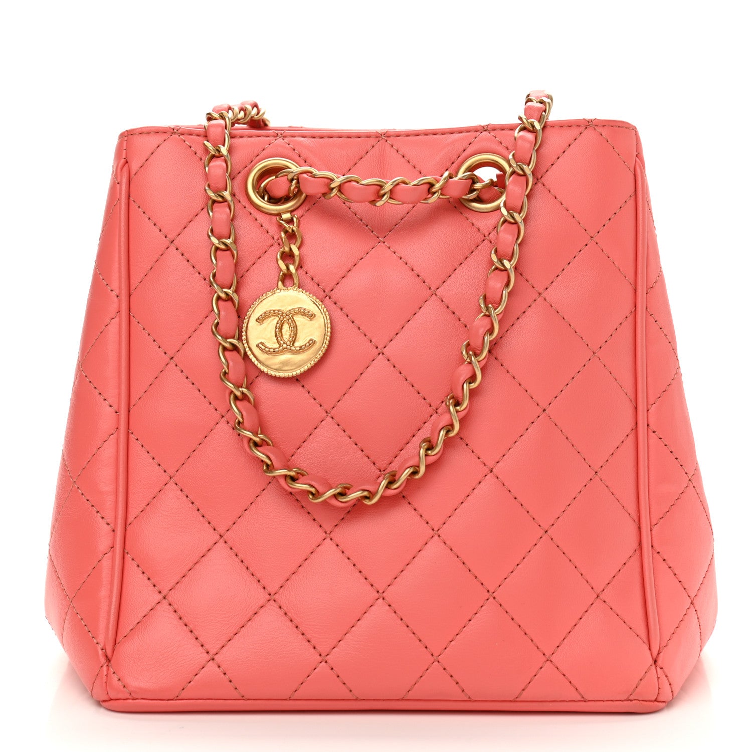 Chanel Calfskin Quilted Bucket Bag Pink 4 of 11