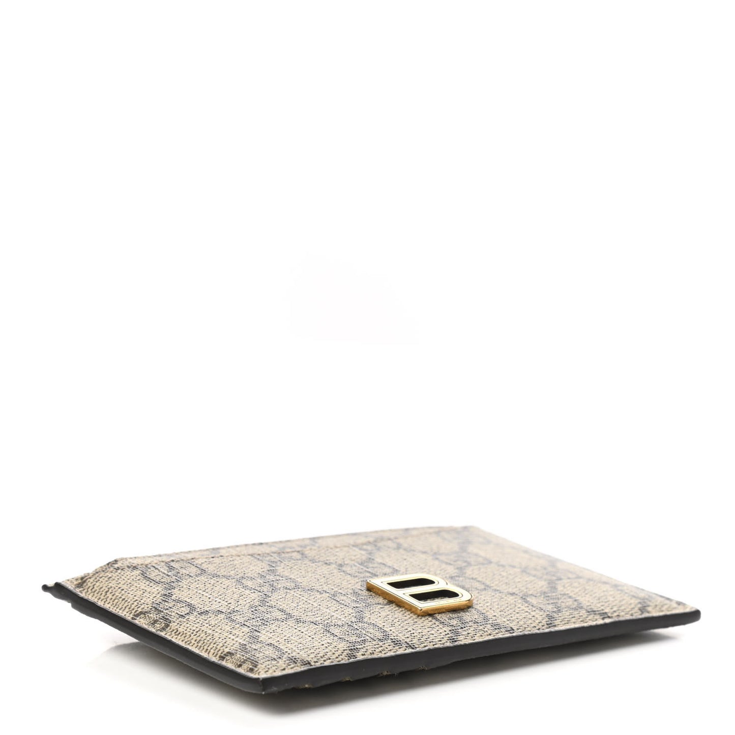 X BALENCIAGA GG Supreme Monogram Zip Card Case Beige Ebony