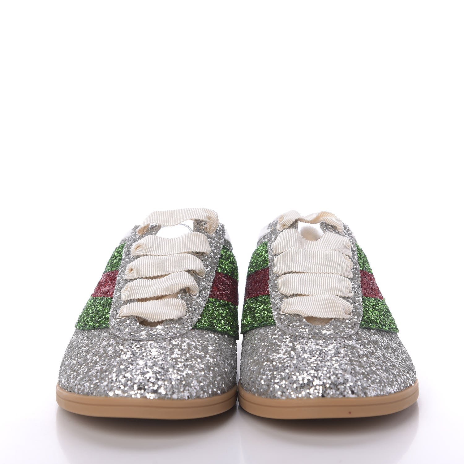 Gucci Glitter Fabric Web Mens Falacer Sneakers 8 Silver 4 of 11