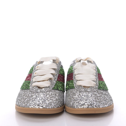Gucci Glitter Fabric Web Mens Falacer Sneakers 8 Silver 4 of 11