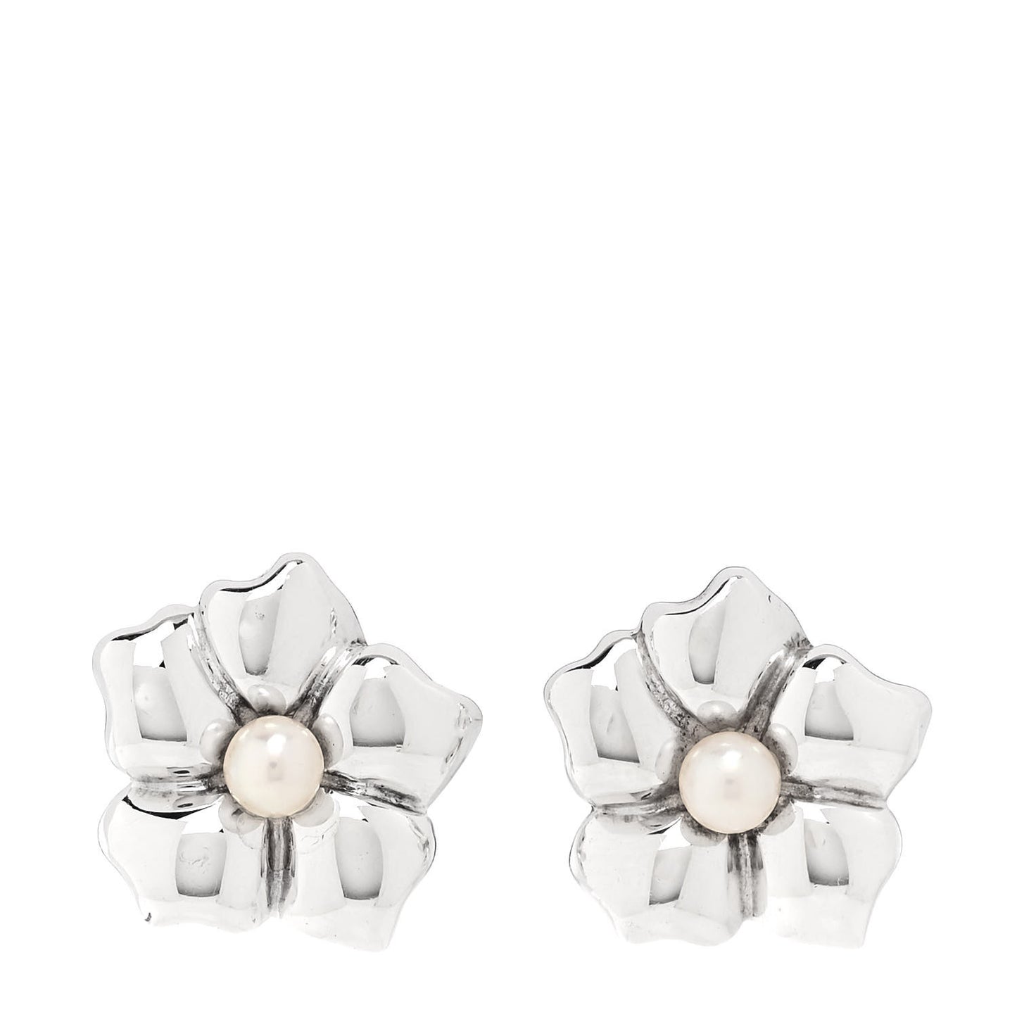 Sterling Silver Cultured Pearl Flower Earrings