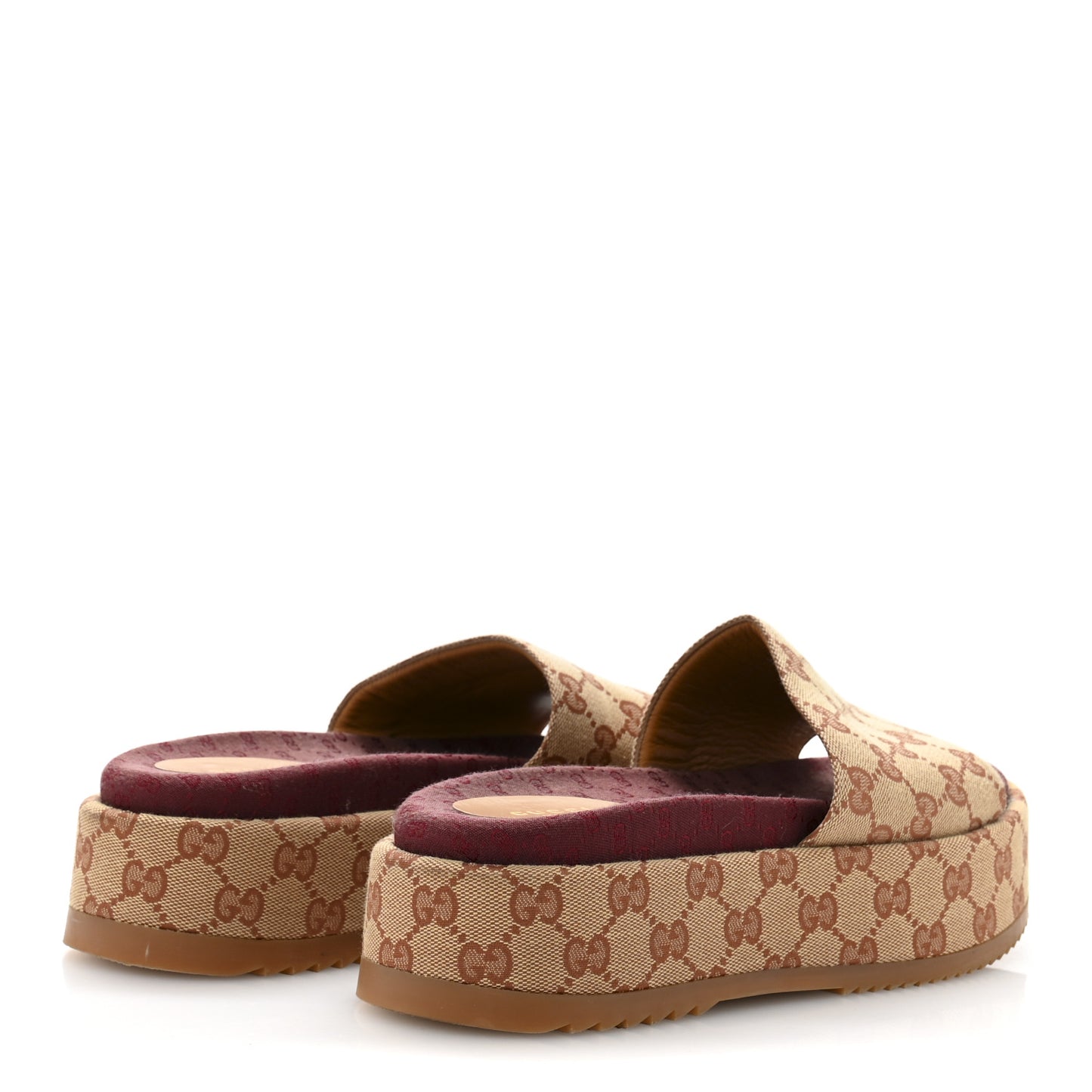 Canvas GG Monogram Angelina Platform Slide Sandals 39 Beige Ruggine