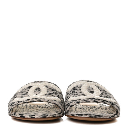 Chanel Cord CC Mules 38 Beige Black 2 of 12