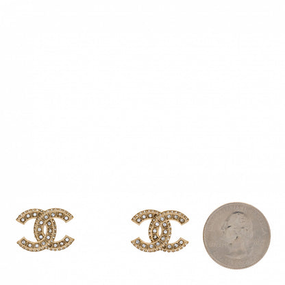 Chanel Crystal Timeless CC Earrings Light Gold 2 of 5