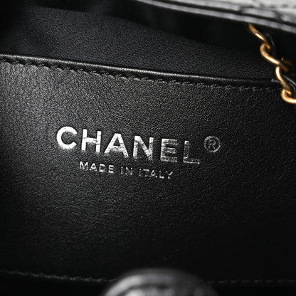 Chanel Shiny Crumpled Calfskin Quilted Medium Chanel 25 Handbag Black Black 6 of 10