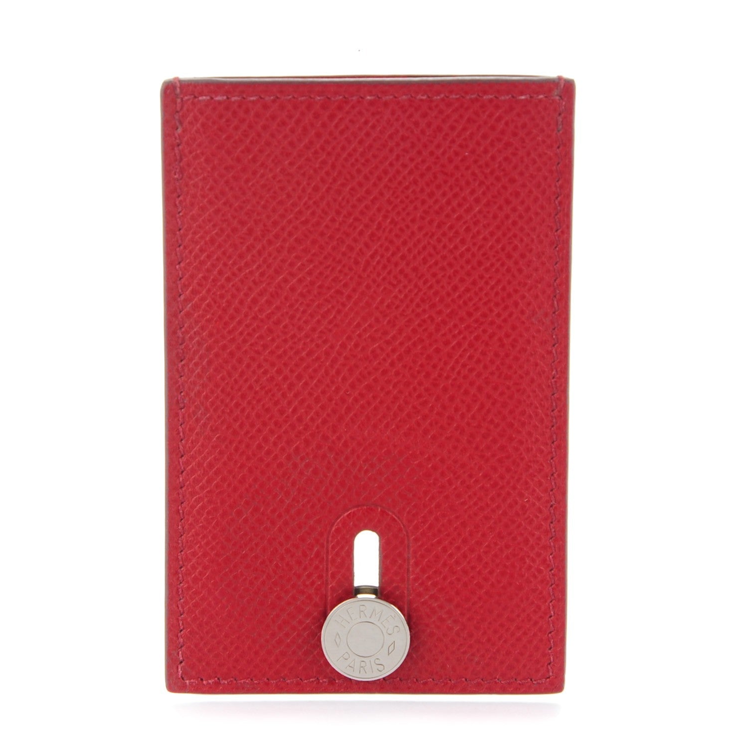 Hermes Epsom Diabolo Card Holder Case Rouge Garance 1 of 8