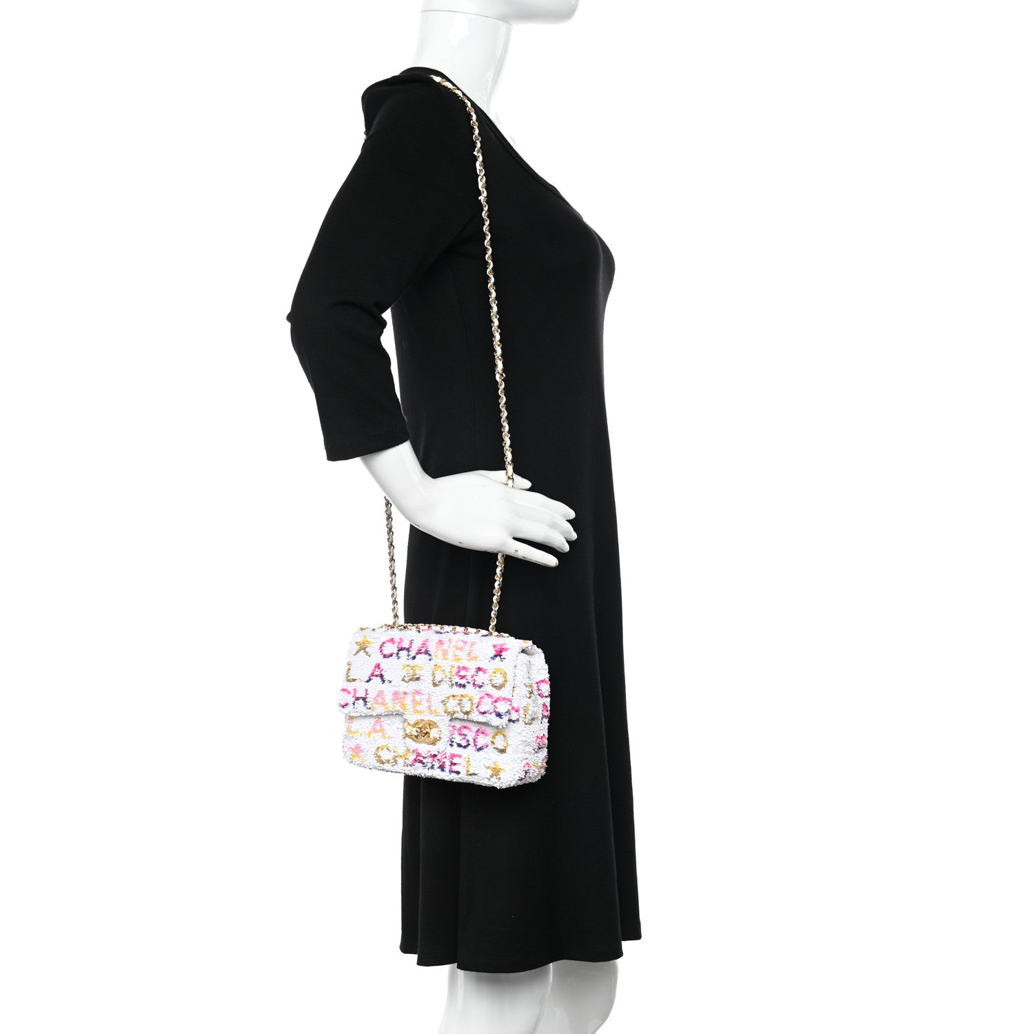 Chanel Sequin Logo Mini Rectangular Flap White Multicolor 2 of 10