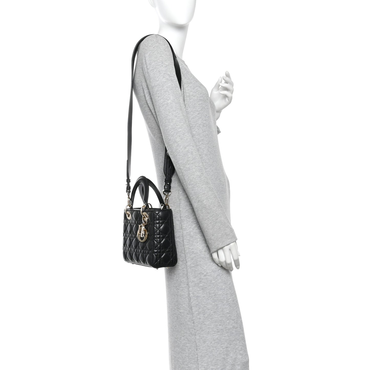 Lambskin Cannage Small Lucky Badges My Lady Dior Black