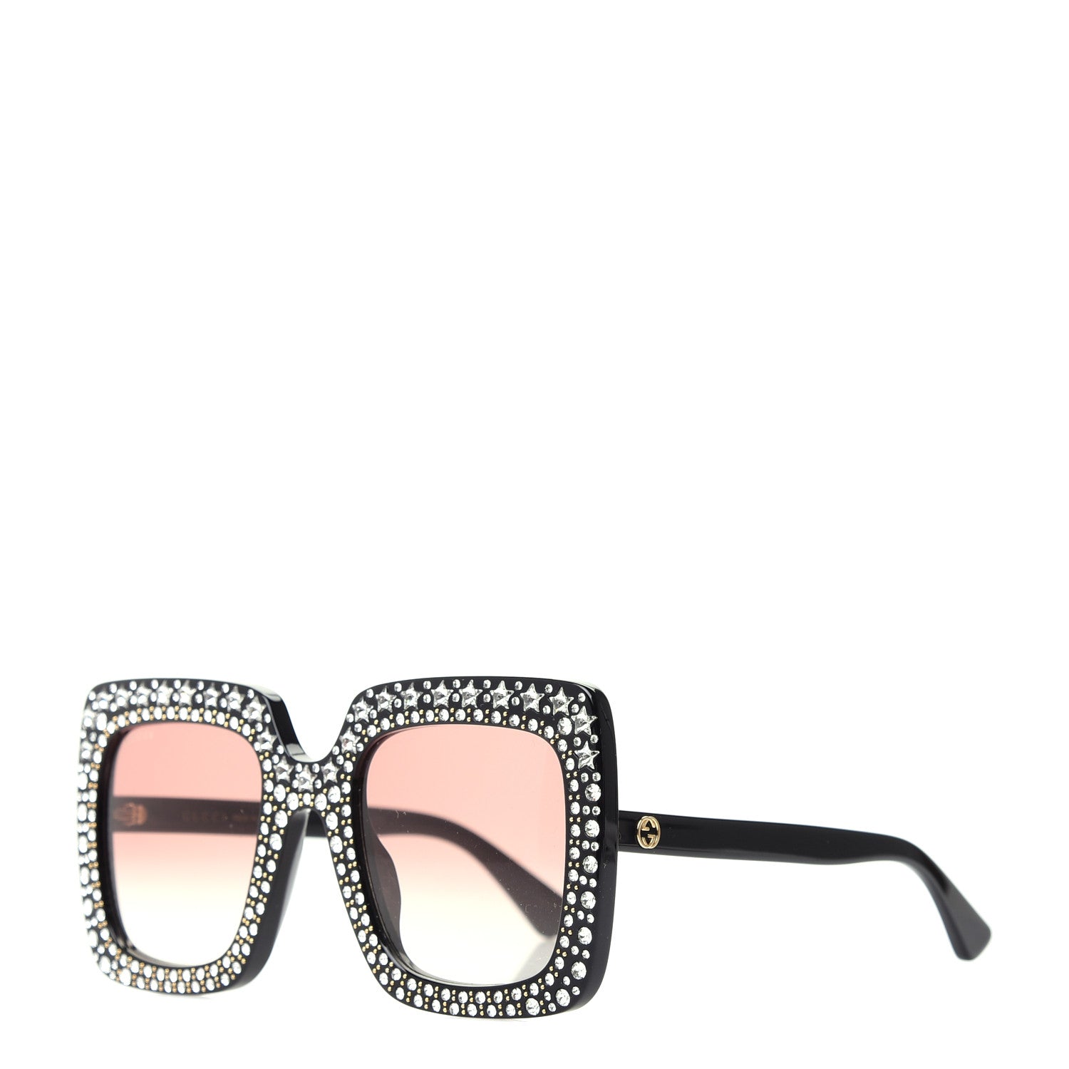 Gucci Acetate Crystal Oversize Sunglasses GG0148S Black 1 of 8