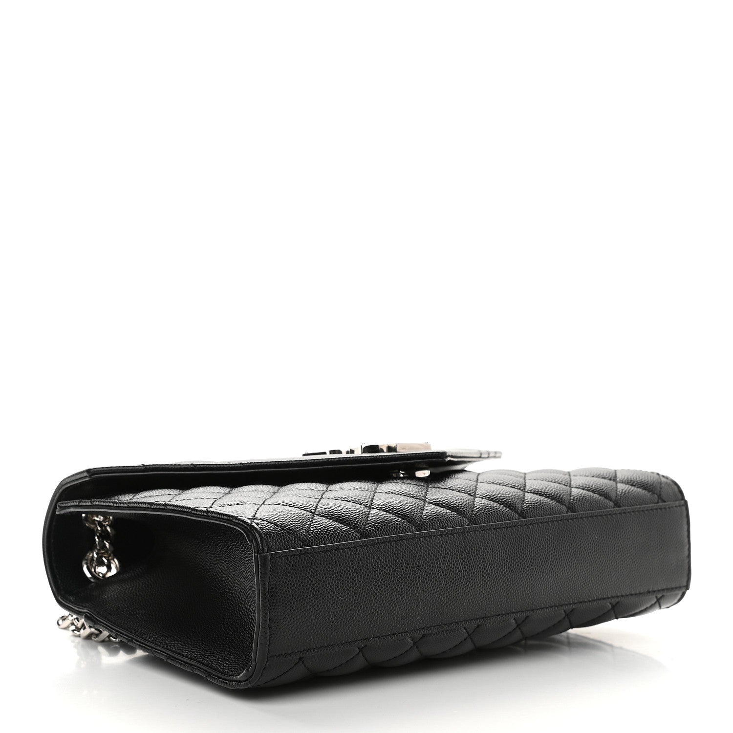 Saint Laurent Grain De Poudre Textured Mixed Matelasse Triquilt Medium Monogram Satchel Black 4 of 8