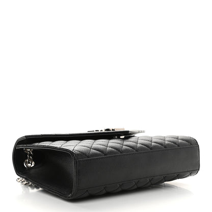 Saint Laurent Grain De Poudre Textured Mixed Matelasse Triquilt Medium Monogram Satchel Black 4 of 8