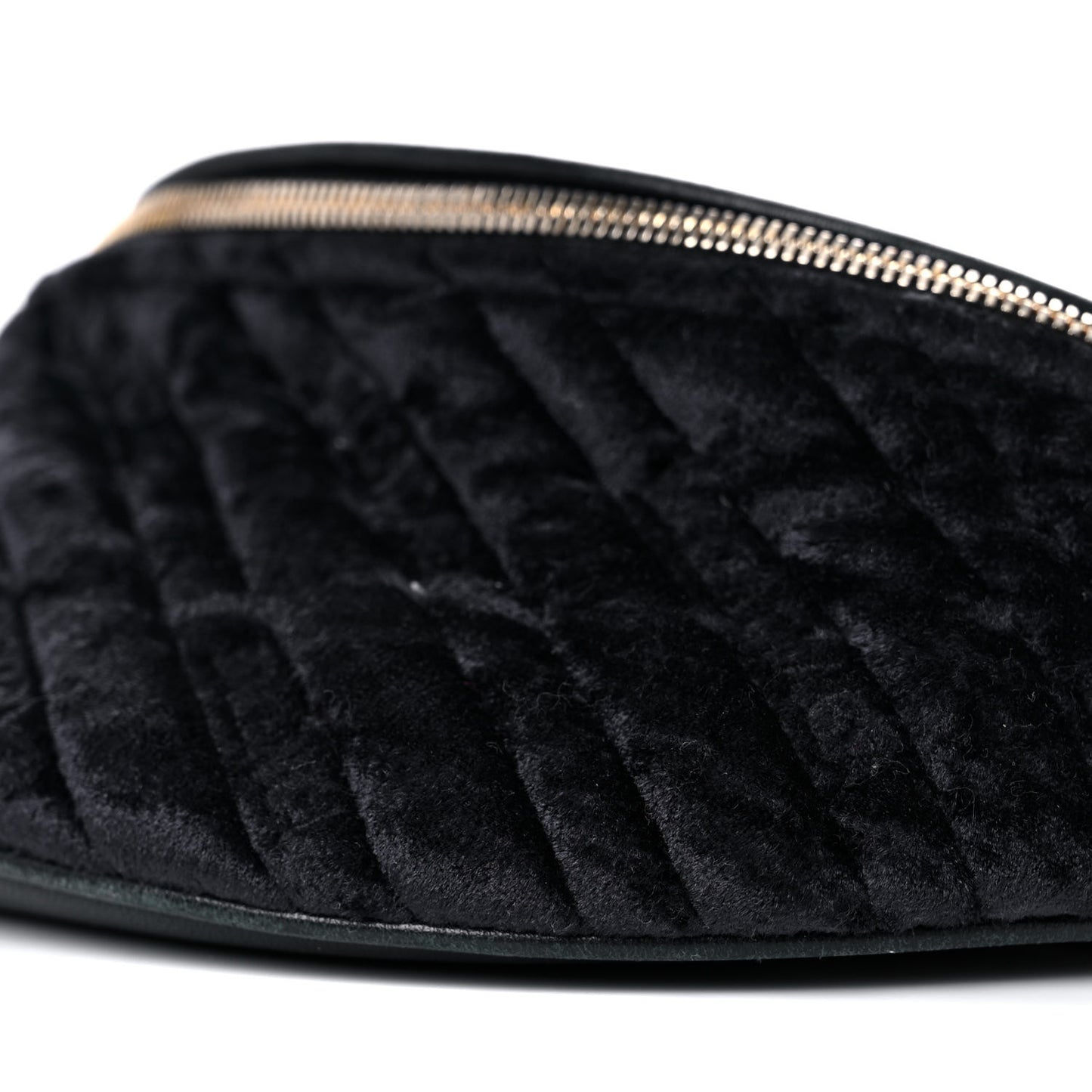 Crushed Velvet Logo Embossed XXS Souvenir Belt Bag Black
