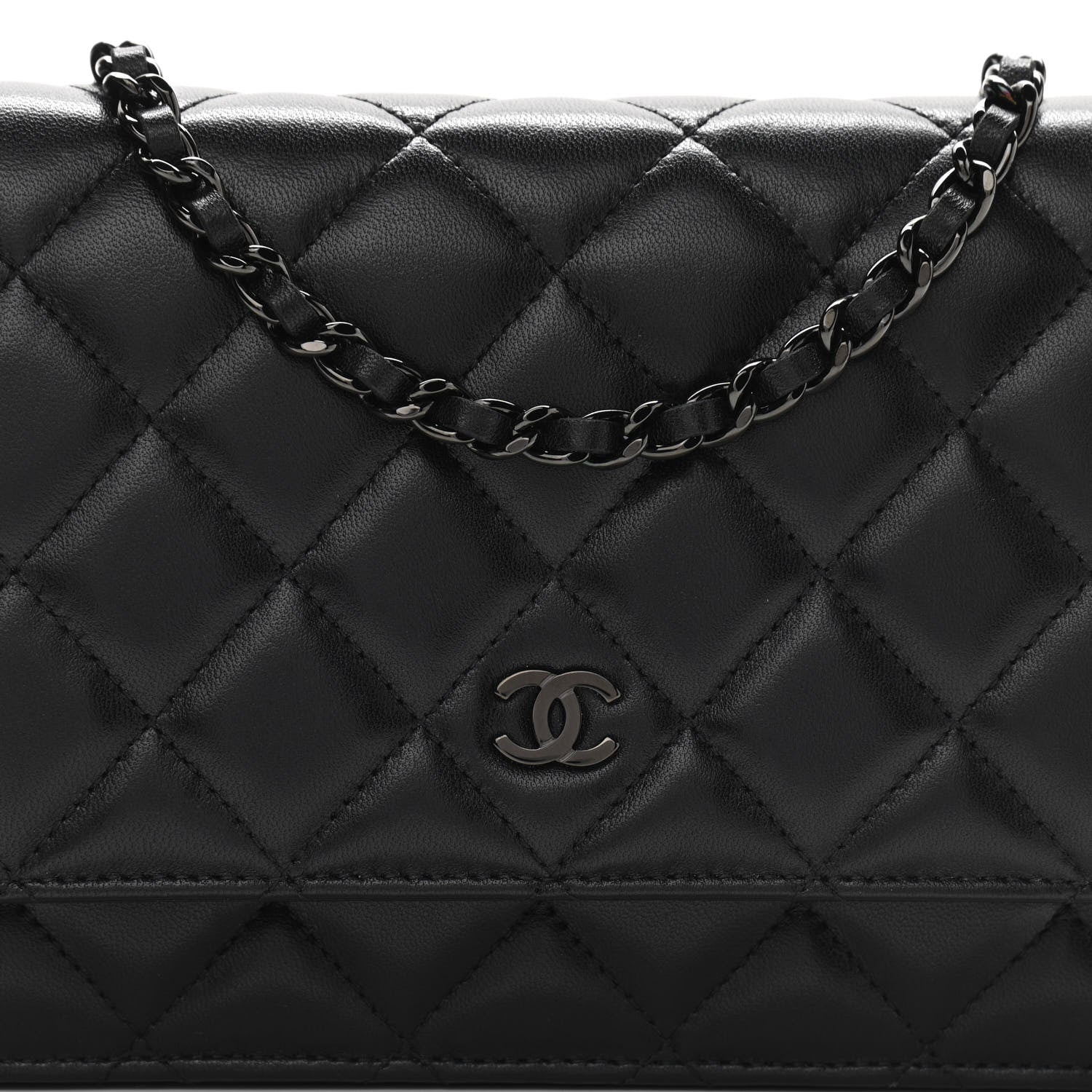 Chanel Lambskin Quilted Wallet On Chain WOC So Black 9 of 14