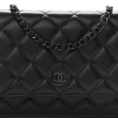 Chanel Lambskin Quilted Wallet On Chain WOC So Black 9 of 14