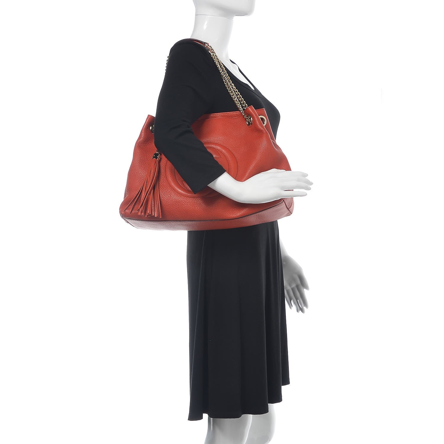 Gucci Pebbled Calfskin Medium Soho Chain Shoulder Bag Sun Orange 2 of 10
