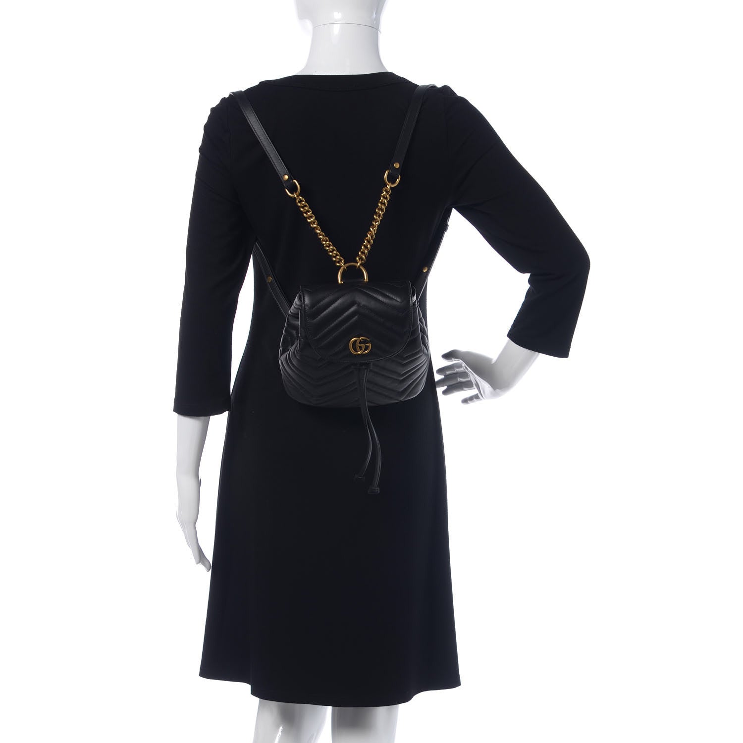 Gucci Calfskin Matelasse GG Marmont Flap Backpack Black 2 of 9