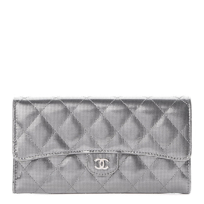 Chanel Metallic Calfskin Quilted Pixel Effect Large Flap Wallet Silver 9 of 15
