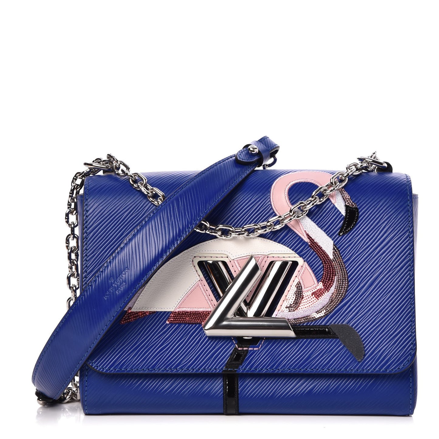 Epi Flamingo Twist Shoulder Bag MM Blue