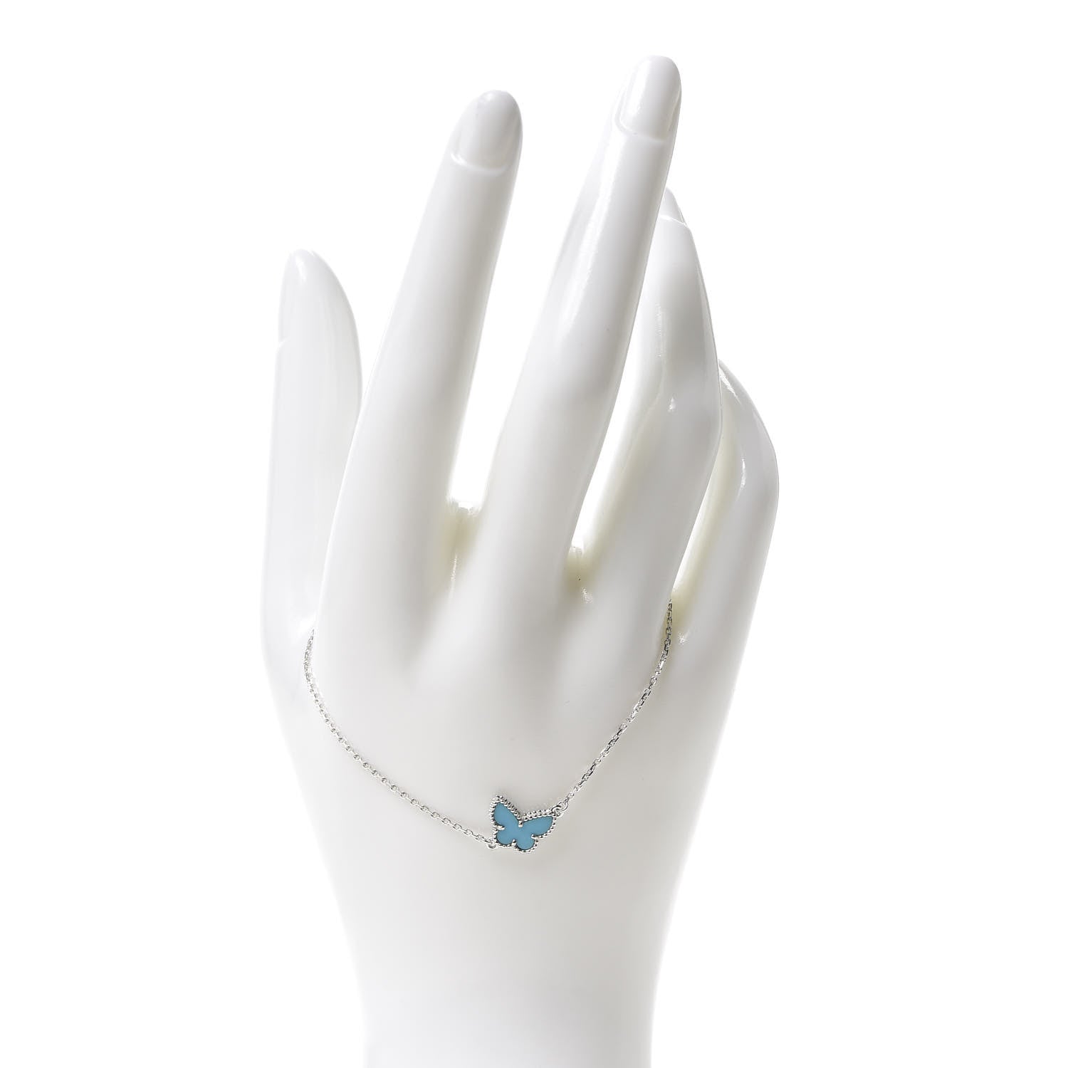 Van Cleef & Arpels 18K White Gold Turquoise Sweet Alhambra Butterfly Bracelet 2 of 6
