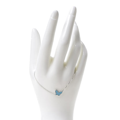 Van Cleef & Arpels 18K White Gold Turquoise Sweet Alhambra Butterfly Bracelet 2 of 6