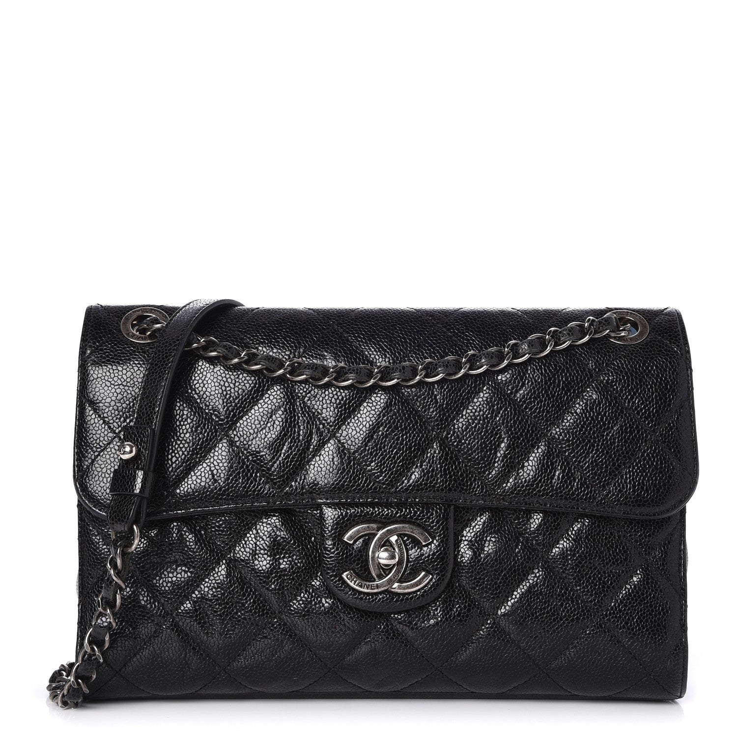 Chanel Crumpled Grained Calfskin Medium CC Crave Flap Black 1 of 8