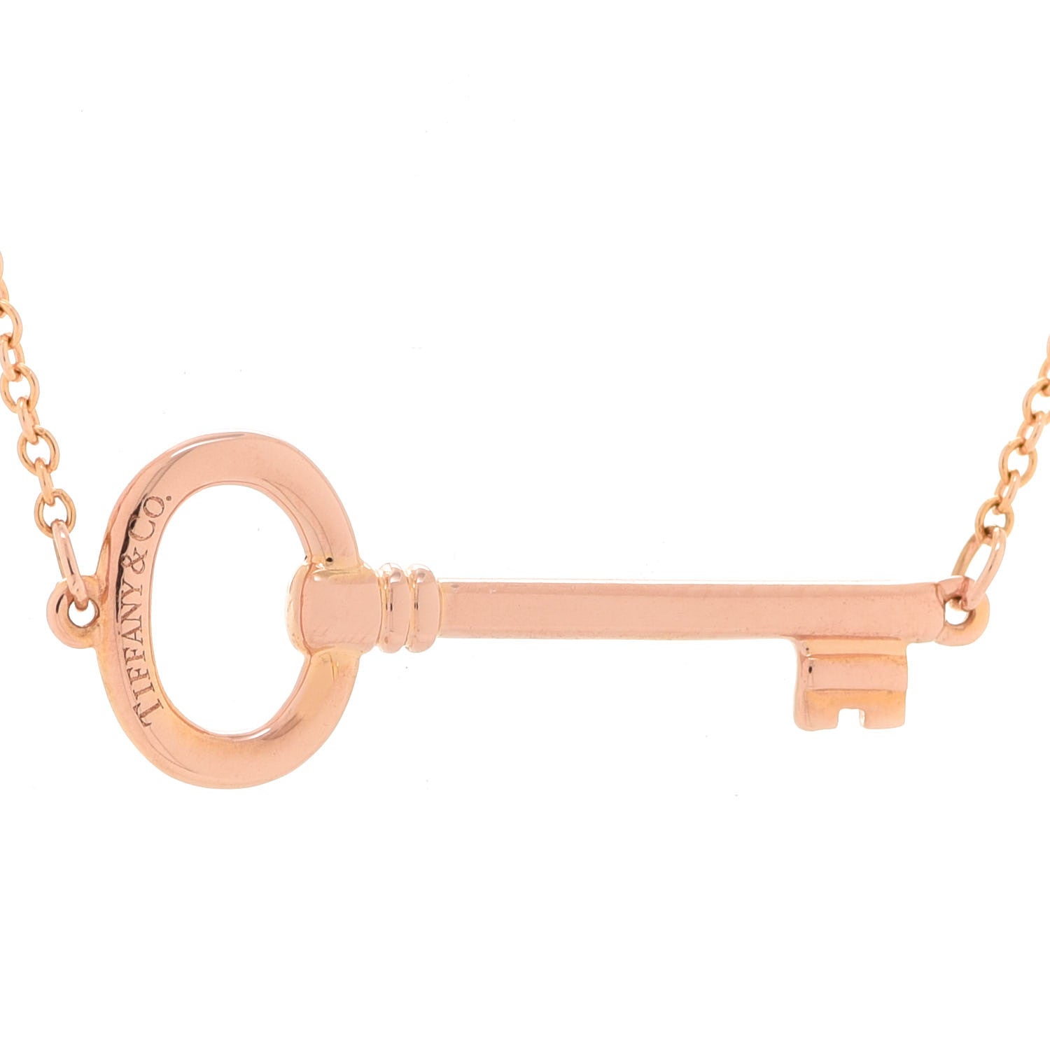 Tiffany 18K Rose Gold Small Oval Key Station Pendant Necklace 7 of 10