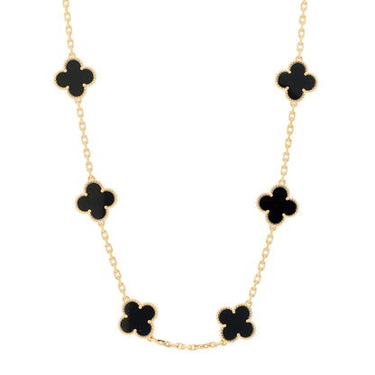 Van Cleef & Arpels 18K Yellow Gold Black Onyx 10 Motifs Vintage Alhambra Necklace 1 of 6