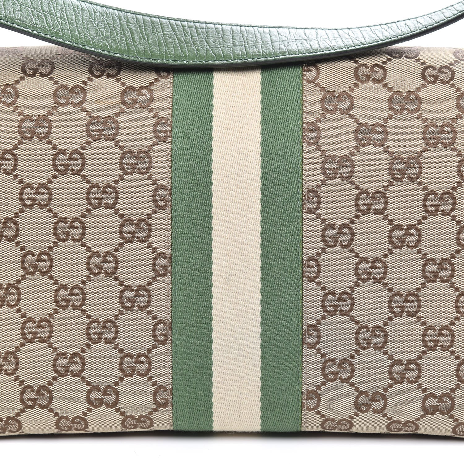 Gucci Monogram Horsebit Web Flap Bag Green 10 of 13