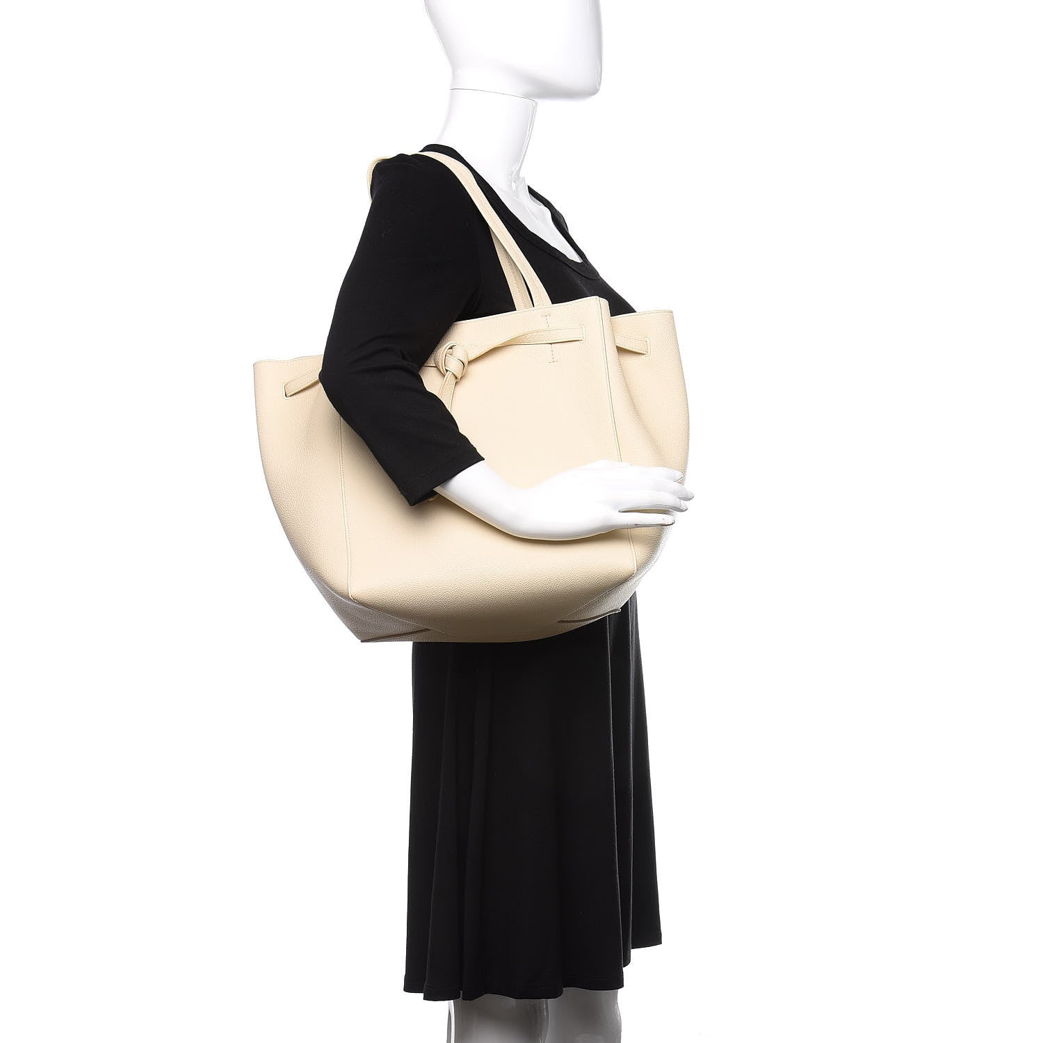 Celine Soft Grained Calfskin Small Belt Cabas Phantom Chalk 2 of 9