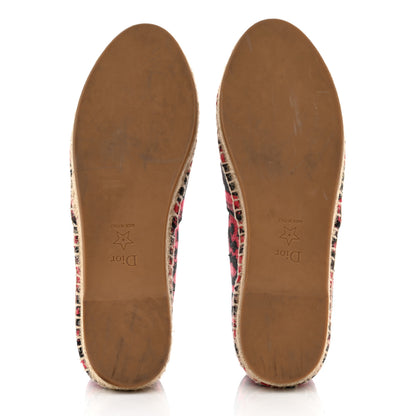 Christian Dior Cotton Embroidered Leopard Print Granville Espadrille 37 Red 5 of 9