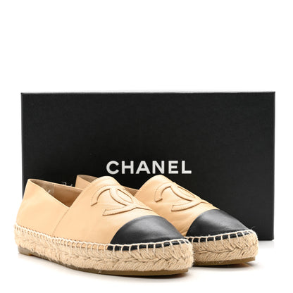 Chanel Lambskin CC Espadrilles 37 Beige Black 13 of 13