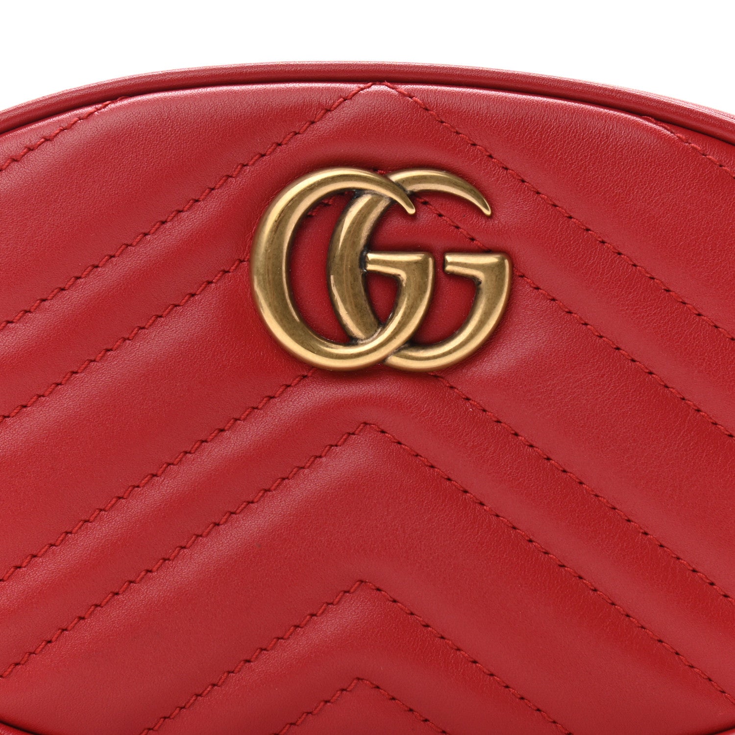 Gucci Calfskin Matelasse GG Marmont Belt Bag 85 34 Hibiscus Red 9 of 12