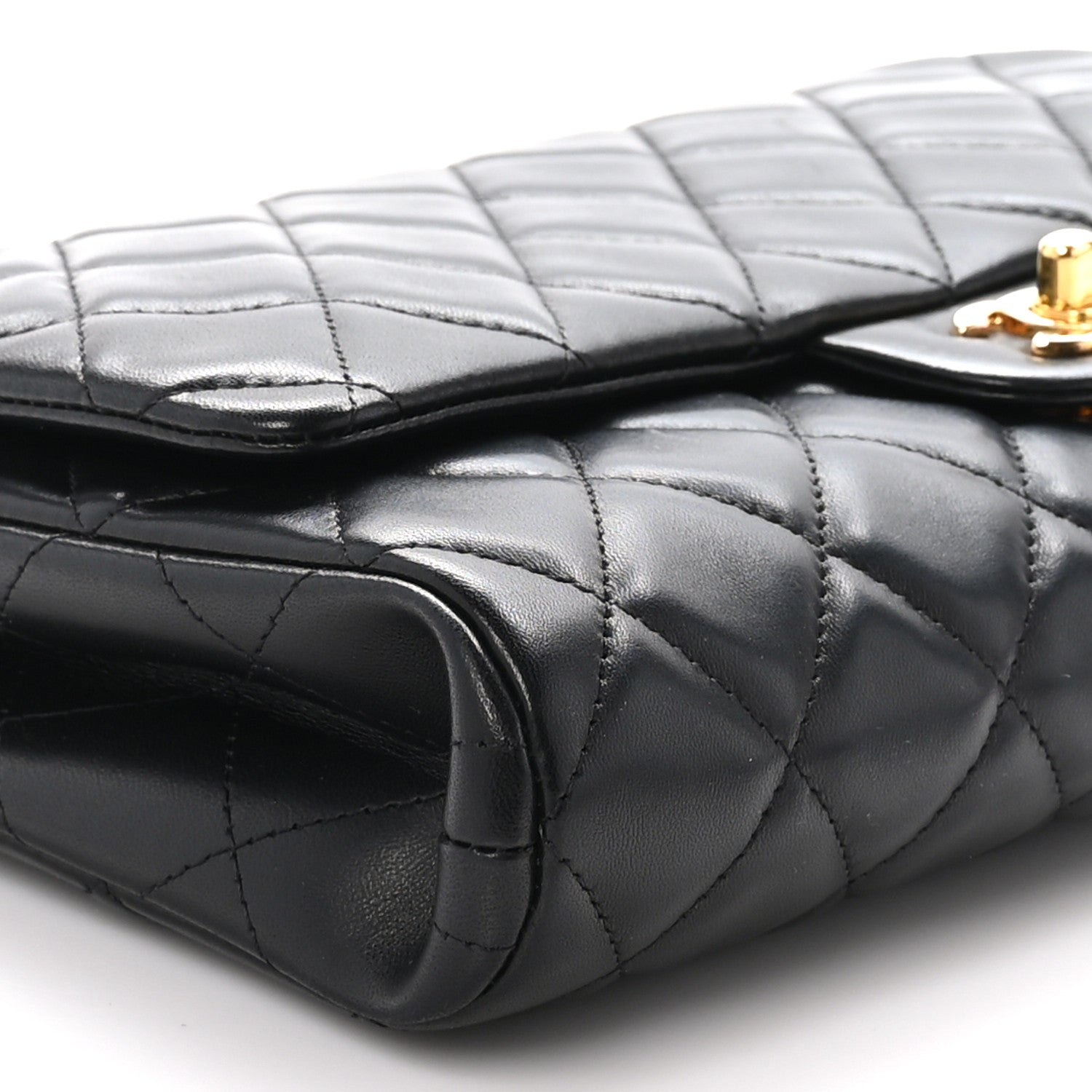 Chanel Lambskin Quilted Clutch With Chain Flap Black 9 of 11