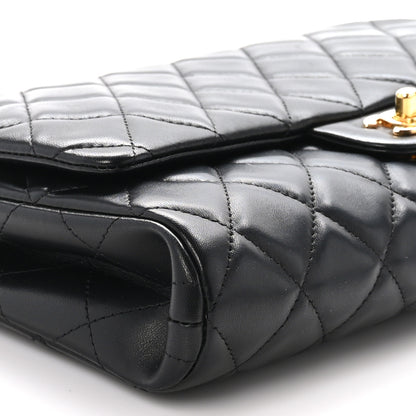 Chanel Lambskin Quilted Clutch With Chain Flap Black 9 of 11