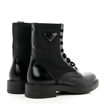 Prada Spazzolato Re-Nylon Metal Triangle Logo Mens Combat Boots 8 Black 4 of 8