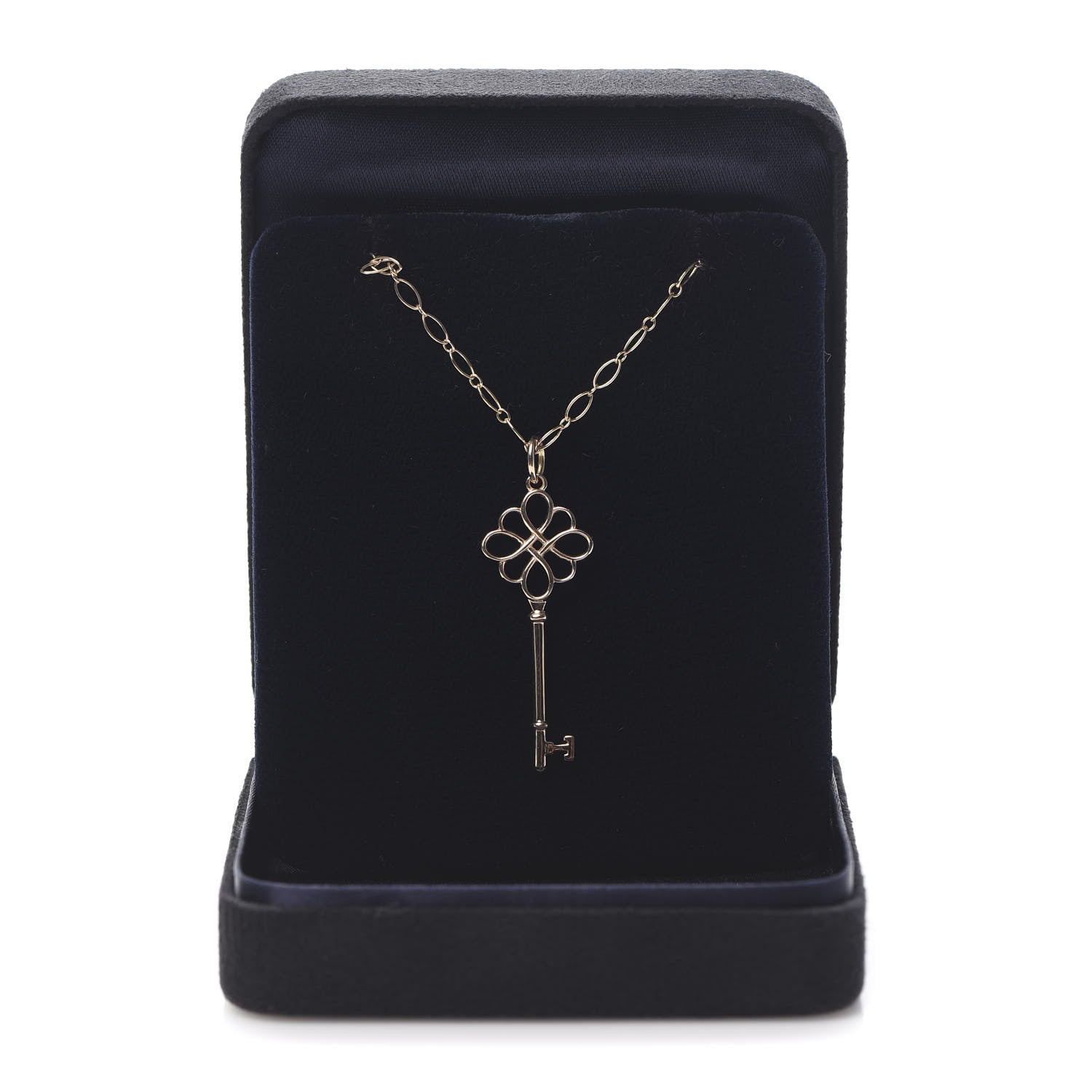 Tiffany 18K Rose Gold Knot Key Pendant Necklace 6 of 6