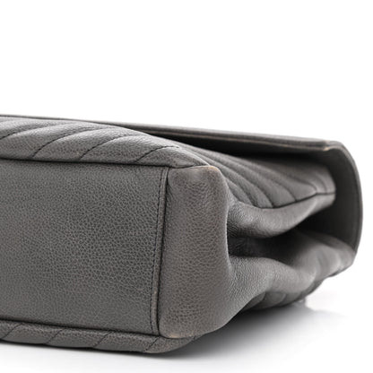 Saint Laurent Sheepskin Matelasse Chevron Monogram Large College Satchel Dark Anthracite 10 of 14